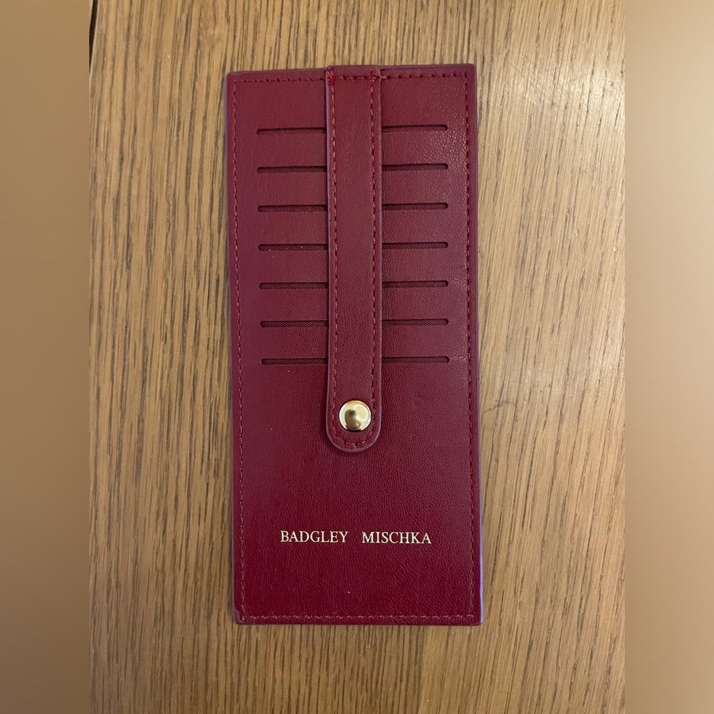 NWOT Badgley Mischka Burgundy Leather Card Holder